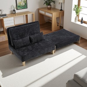 37" Foldable 3-in-1 Recliner Sofa Bed with 3 Pillows and Storage Pockets - 1 of 4