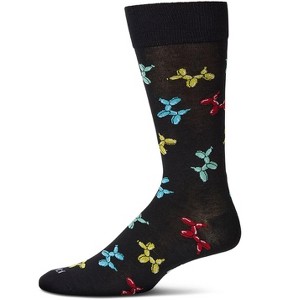 Memoi Men's "Balloon Animals" Rayon Blend Novelty Crew Sock Black 10-13 - 1 of 4