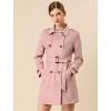 Allegra K Women's Notched Lapel Double Breasted Faux Suede Trench Coat with Belt - 2 of 4
