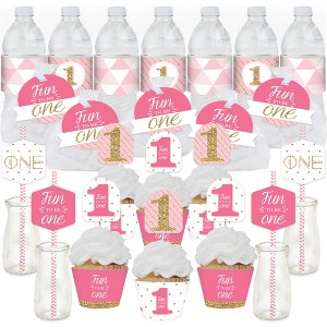 Big Dot of Happiness 1st Birthday Girl - Fun to be One - First Birthday Party Favors and Cupcake Kit - Fabulous Favor Party Pack - 100 Pieces - 1 of 4