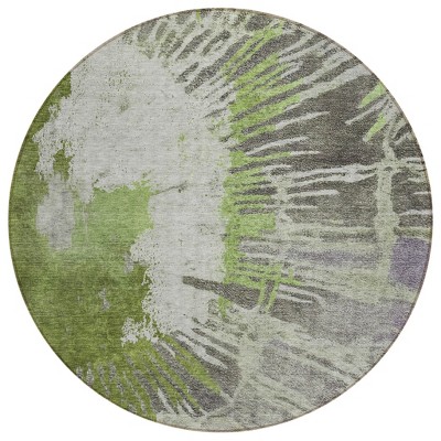 Olive Green Artichoke Green And Fern Green Abstract Washable Indoor Outdoor Area Rug