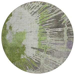 Olive Green Artichoke Green And Fern Green Abstract Washable Indoor Outdoor Area Rug - 1 of 4