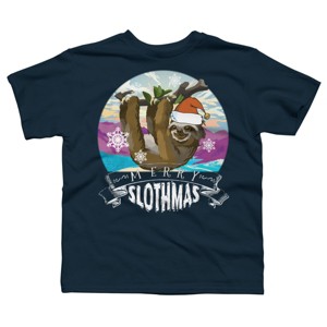Boy's Design By Humans Merry Slothmas - Funny Christmas Pajama for Sloth LoversÂ By TELO213 T-Shirt - 1 of 3