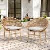 Christopher Knight Home Cliff Papasan-Style Rattan & Iron Patio Dining Chair with Faux Wood Finish (Set of 2) - 2 of 4