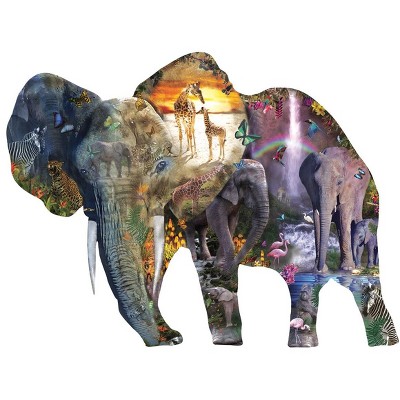 Sunsout Elephant Waterfall 1000 pc Special Shape  Jigsaw Puzzle 95015