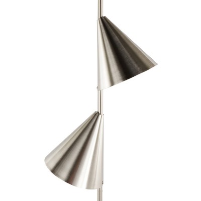 65" Plated Nickel and Black Faux Marble Cone Floor Lamp