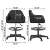 VECELO Height Adjustable Office Chair PU Leather Desk Chair Ergonomic Swivel Stool with Back and Arm Black/Brown/White - 3 of 4