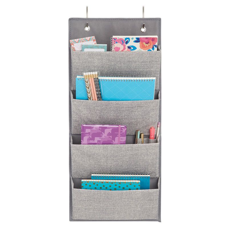 mDesign Fabric Over Door Hanging Office Storage, 4 Pockets, 5 of 9