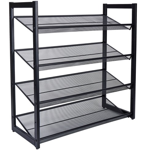 Organize It All 4 Tier Shoe Rack Organizer with Mesh Black: Iron Frame, Holds 16 Pairs, Freestanding, 29.8" Depth - image 1 of 4