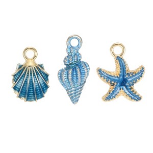 Unique Bargains Gold Plated Sea Shells Charm for Jewelry Making 15 Pcs - 1 of 4