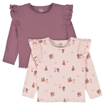 Gerber Toddler Girls' Double Ruffle Tops - Floral, 2-Pack
