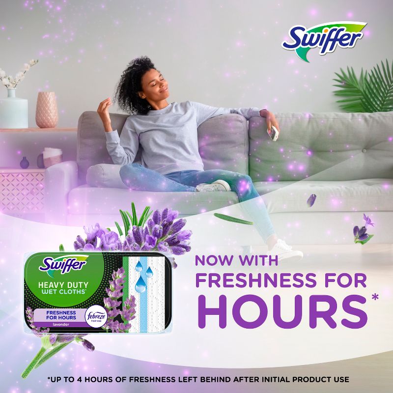 Swiffer Sweeper Heavy Duty Multi-Surface Wet Cloth Refills for Floor Mopping and Cleaning - Lavender scent - 20ct, 5 of 16