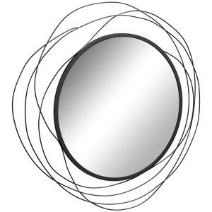 SEVOBAL Bathroom Vanity Mirrors Round Metal Frame High Quality Glass for Living Room Bedroom Wall Decor Moisture Resistant, Black, 25.6"*0.4"*25.6" - 1 of 4