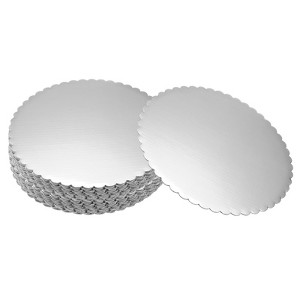 Unique Bargains Disposable Greaseproof Cardboard Scalloped Cake Platters 20 Pcs - 1 of 4