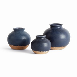 Plum & Post Gavin Bud Vases, Set of 3 - Navy Terracotta, Handcrafted - 1 of 4