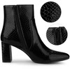 Allegra K Women's Pointed Toe Snake Print Side Zipper Chunky Heel Ankle Boots - 2 of 4