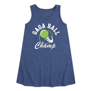 Girls' - Instant Message - Gaga Ball Champ Graphic Sleeveless Aline Dress - 1 of 4