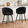 Bekrvio Swivel Counter Height Bar Stools Set of 2, 26" Modern Upholstered Barstools with Barrel Arms & Backs, Bar Stools for Kitchen Island - 2 of 4