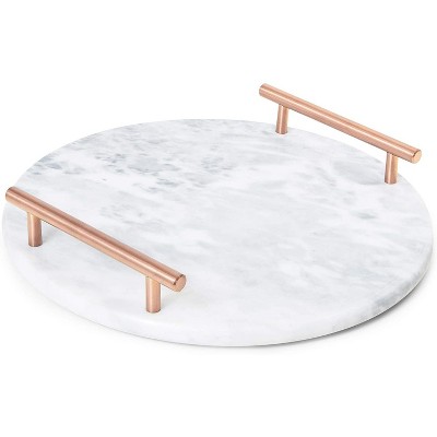 Round Marble Tray with Handles (11.8 x 10 x 0.4 In)