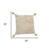 HomeRoots 20" Cream Viscose Throw Pillow with Tassels - 3 of 4