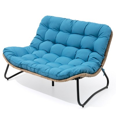 Pellebant Patio Loveseat All-Weather Rattan Large Furniture with Soft Cushions Outdoor Loveseat