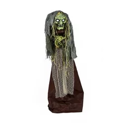 59" Animated Halloween Green Witch, Sound Activated