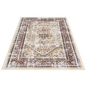 Vintage Retro Washable Area Rug - Non-Slip Low Pile Indoor Carpet for Living Room, Bedroom, Dining Room & Home Office - 1 of 4