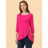 Allegra K Women's 3/4 Sleeve Round Neck Button Decor Casual Stretchy Tunic Tops - 2 of 4