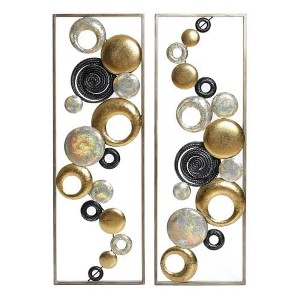 LuxenHome Set of 2 Modern Multi-Color Abstract Metal Wall Decor Panels Multicolored - 1 of 4