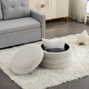 Round Storage Ottoman Bench, Upholstered Circle Ottoman with Reversible Lid for Living Room or Bedroom – Cuddlewood - 3 of 4