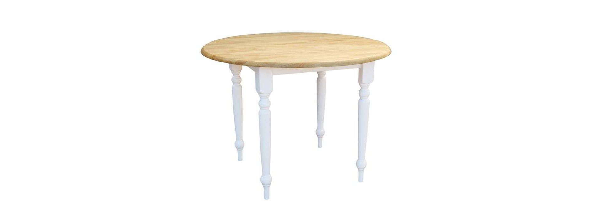 Buylateral 4 Seats Farmhouse Solid Wood Double Drop Leaf Extendable Dining Table