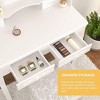 CAVINAS Vanity Desk with Mirror Small Vanity Table Set with Removable Oval Mirror and 1 Stool for Apartment, Bedroom - 3 of 4