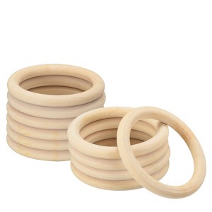 Unique Bargains DIY Crafting Natural Smooth Unfinished Wood Rings 12 Pcs - 1 of 4