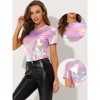 INSPIRE CHIC Women's Clubwear Short Sleeve Shiny Metallic Blouse - 2 of 4