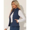 Allegra K Women's Stand Collar Lightweight Gilet Quilted Zip Vest - 2 of 4