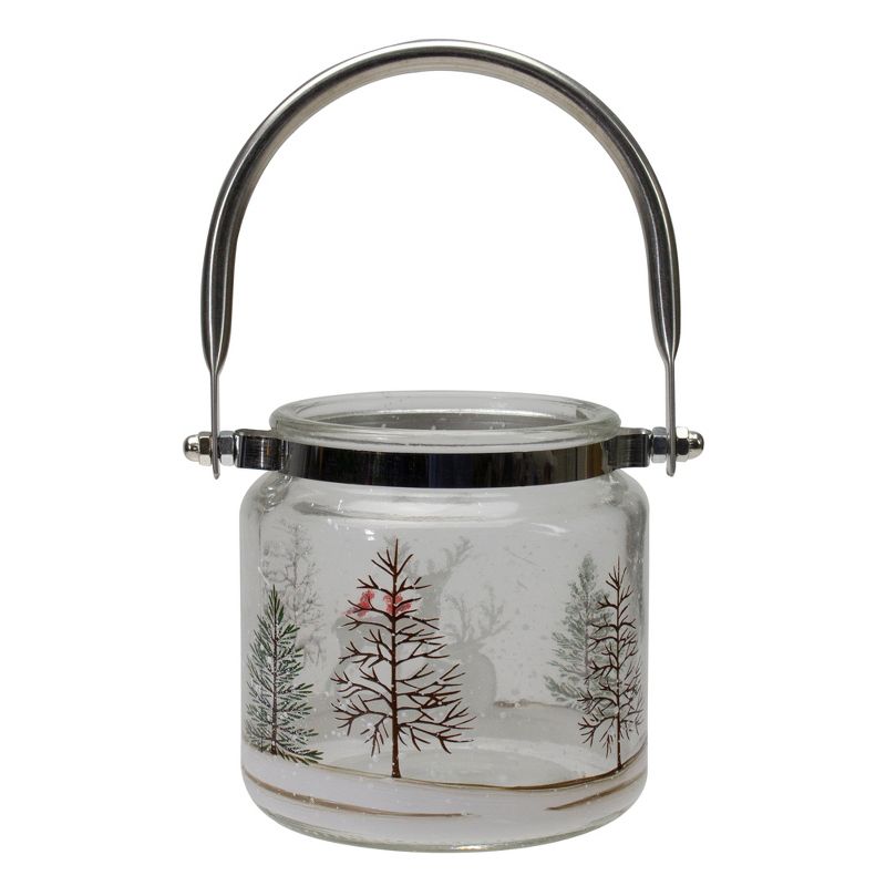 Northlight 4" Hand-Painted Pine Trees and Deer Flameless Glass Christmas Candle Holder, 5 of 8