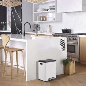 2x4 Gallon Dual Trash Can with Removable Inner Bucket, Step Waste Bin with Soft Close Lid, 30L Rectangle Garbage Can for Kitchen, Bathroom - 1 of 4
