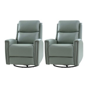 Set of 2 Hilario 30.31''Wide Genuine Leather Swivel Rocker Recliner | ARTFUL LIVING DESIGN - 1 of 4