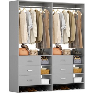 Aheaplus 30'' Freestanding Closet Organizer with Hanging Rods and Drawers, Closet System with Storage Shelves - 1 of 4