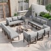 ALAULM 14 Pieces Metal Patio Furniture Set Modern Metal Outdoor Conversation Sets, Patio Sectional Sofa w/5 Inch Cushion and Coffee Table, Grey - 3 of 4