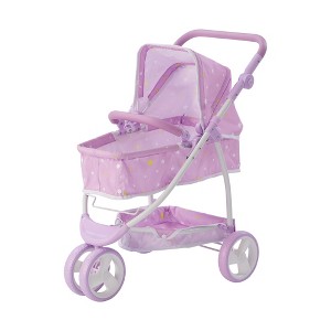Olivia's Little World Twinkle Star Princess Baby Doll Convertible Pram, Purple - 1 of 4