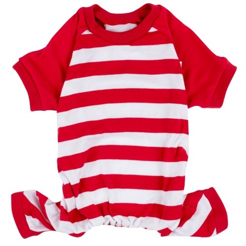 Red and white striped footed baby pajamas hot sale