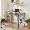 VECELO 32/43 in. Small Computer Desk, Writing Desk with Hooks, Work Desk with Adjustable Feet for Small Space, Brown - 2 of 4