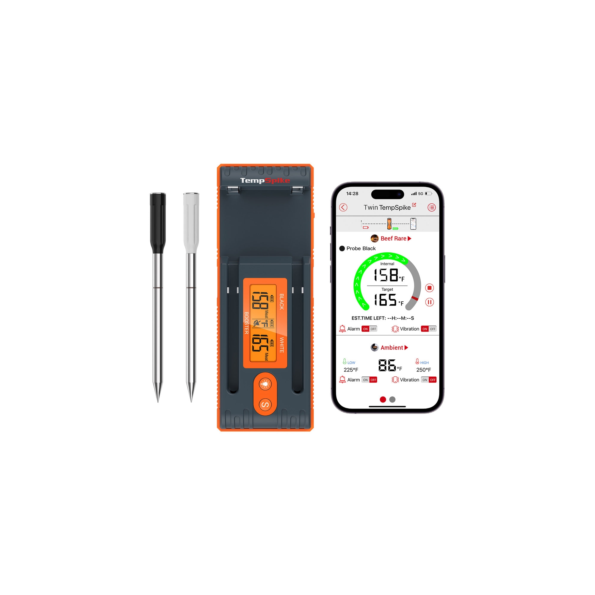 ThermoPro Twin TempSpike 500FT Truly Wireless Meat Thermometer with Dual Probes, Booster Bluetooth Meat Thermometer iOS/Android compatible