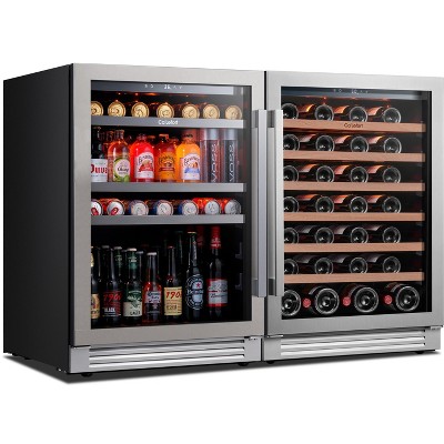 Ca'Lefort Wine Cooler Beverage Refrigerator, Hold 140 Cans and 54 Bottles Dual Zone Wine Fridge with Stainless Steel frame