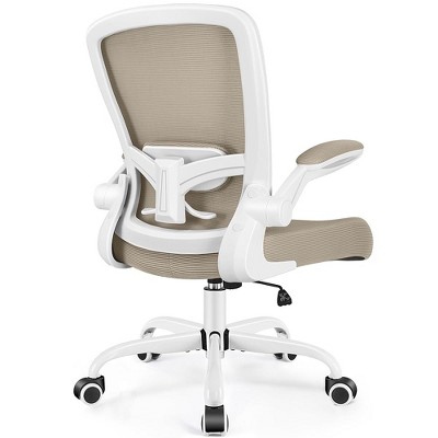 KERDOM Ergonomic Desk Chair Breathable Office Chair with Adjustable High Back Lumbar Support Flip-up Armrests,Khaki