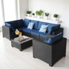 7-Piece Patio Furniture Set with Cushions, PE Rattan Wicker Sectional Sofa Set with Glass Coffee Table, Adjustable Layout for Outdoor & Indoor Use - 3 of 4