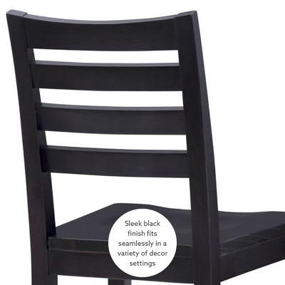 Flynn Black Solid Wood Ladder Back Counter Stools, Set of 2