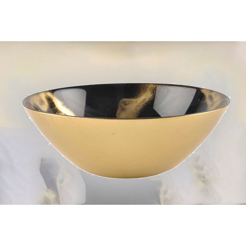 Classic Touch 6"D Black and Gold Marbleized Soup Bowl, 3 of 4