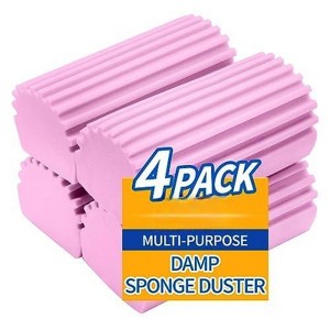 Damp Clean Duster Sponge 4pack Magic Eraser Reusable Dusting Household Cleaning for Blinds Glass Baseboards Radiators - 1 of 4